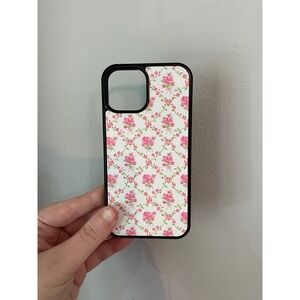 iPhone 13 Mini Case Unisex OS White Pink Floral Rose Trellis Bumper Cover